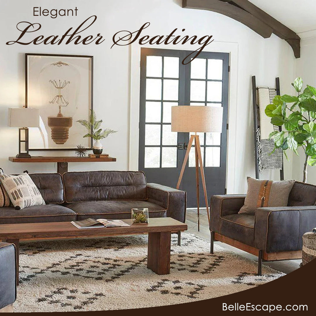 Elegant Leather Living Room Seating