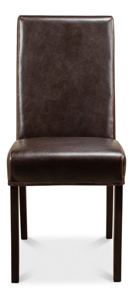 Brown Leather Milano Side Chairs - Set of 2