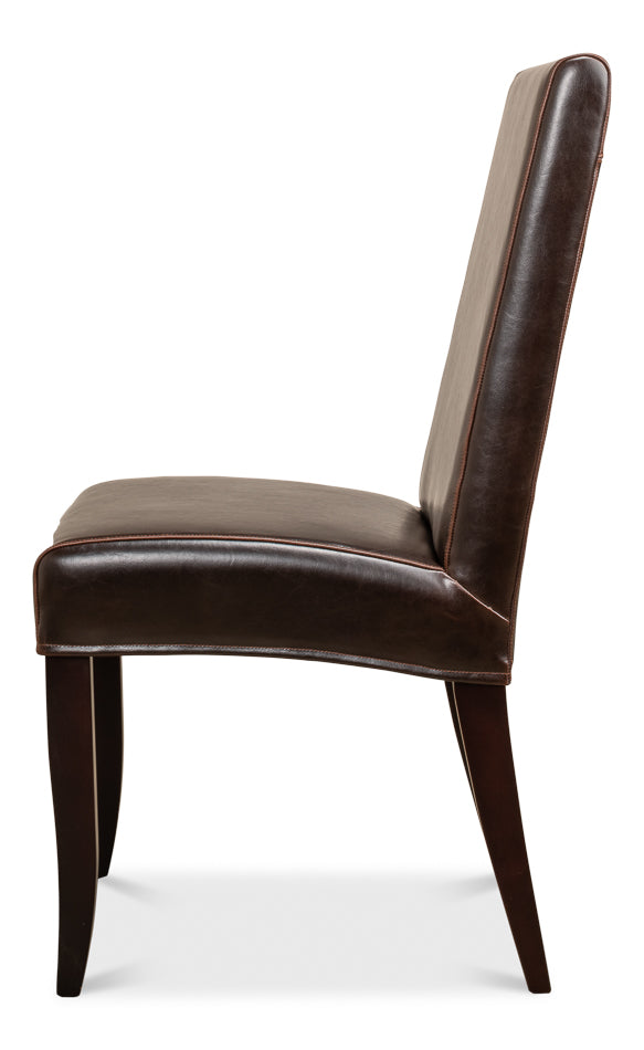 Brown Leather Milano Side Chairs - Set of 2