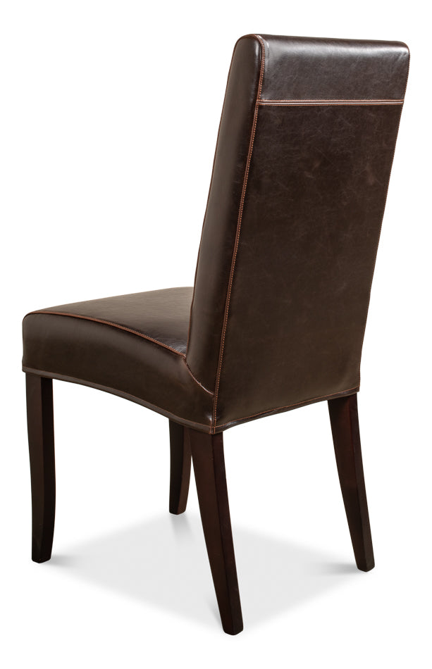 Brown Leather Milano Side Chairs - Set of 2