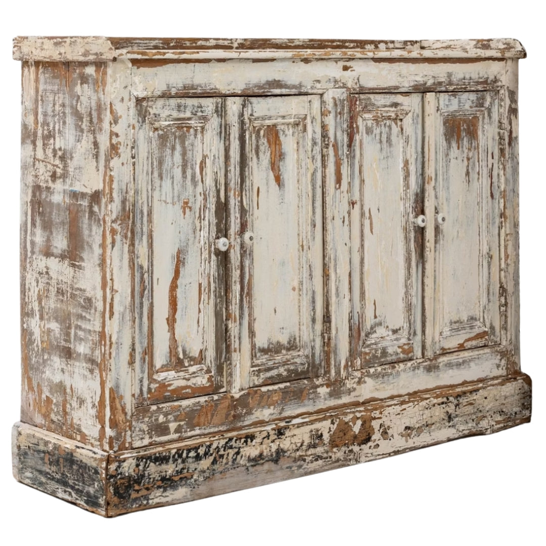 French Distressed Door Cabinet, Circa 1870