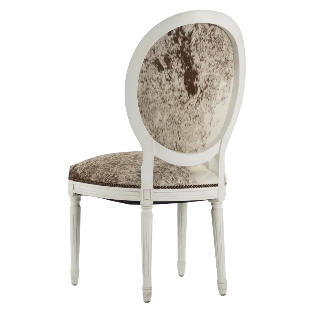 Brazilian Cowhide White Brown Dining Chairs