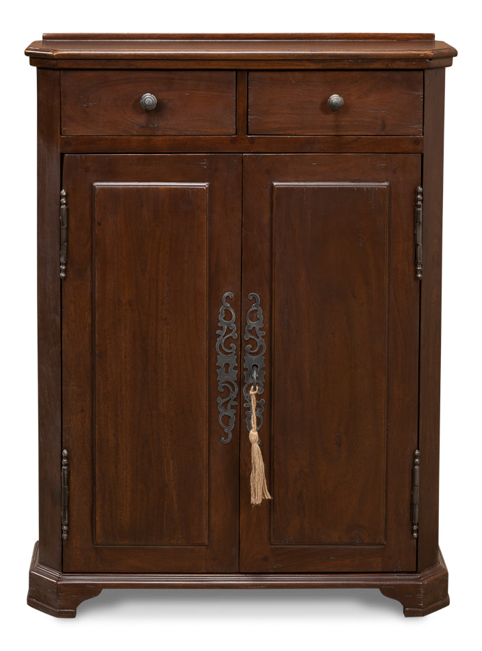 Warm Walnut French Country Hall Cabinet