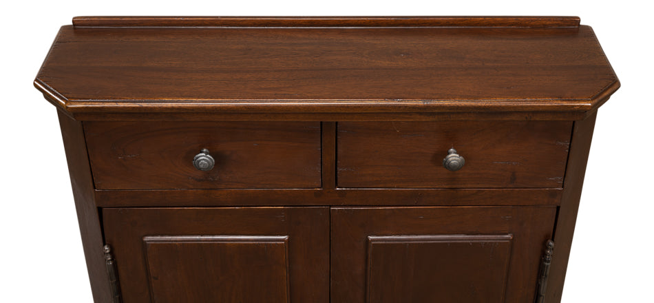 Warm Walnut French Country Hall Cabinet