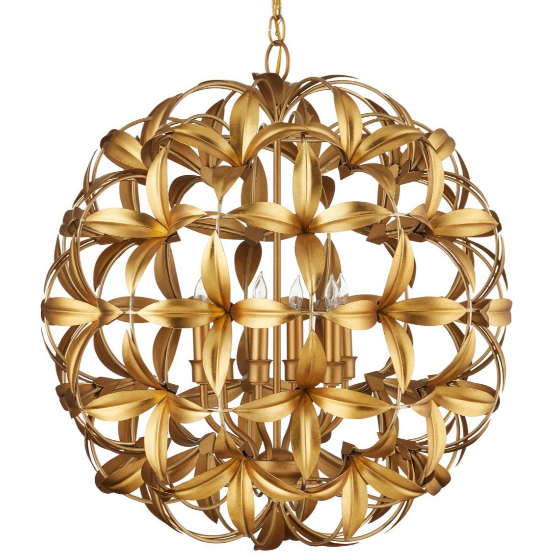 Nature-Inspired 6-Light Gold Orb Chandelier