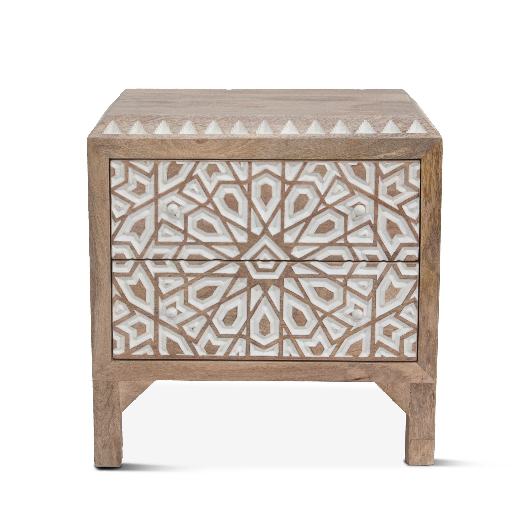 Indie Boho Natural White Nightstand