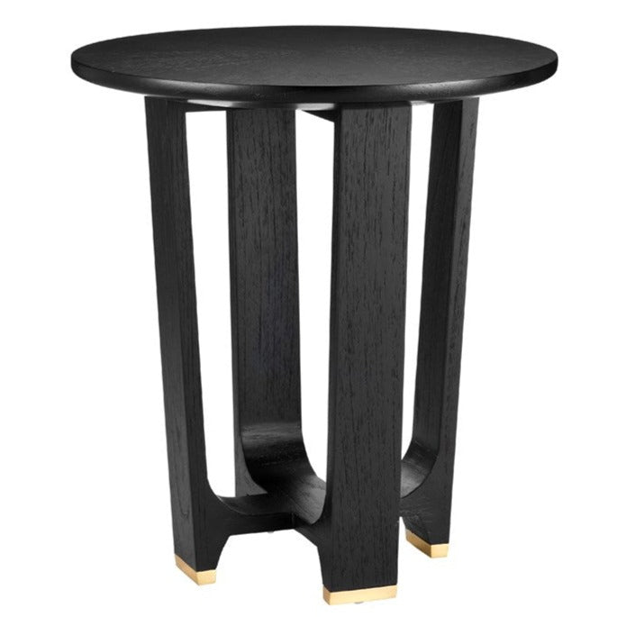 Modern Black Brass Tip Accent Table