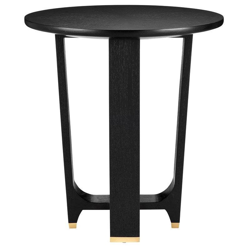 Modern Black Brass Tip Accent Table