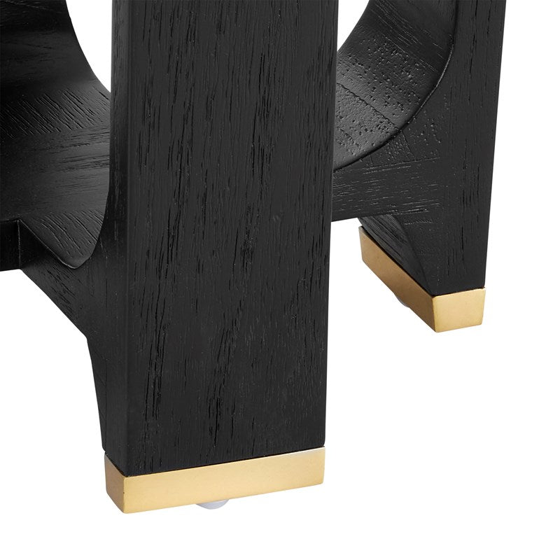 Modern Black Brass Tip Accent Table