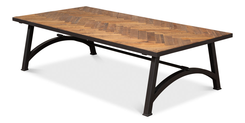 Parquet Top Industrial Coffee Table