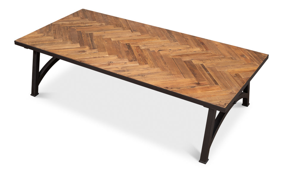 Parquet Top Industrial Coffee Table