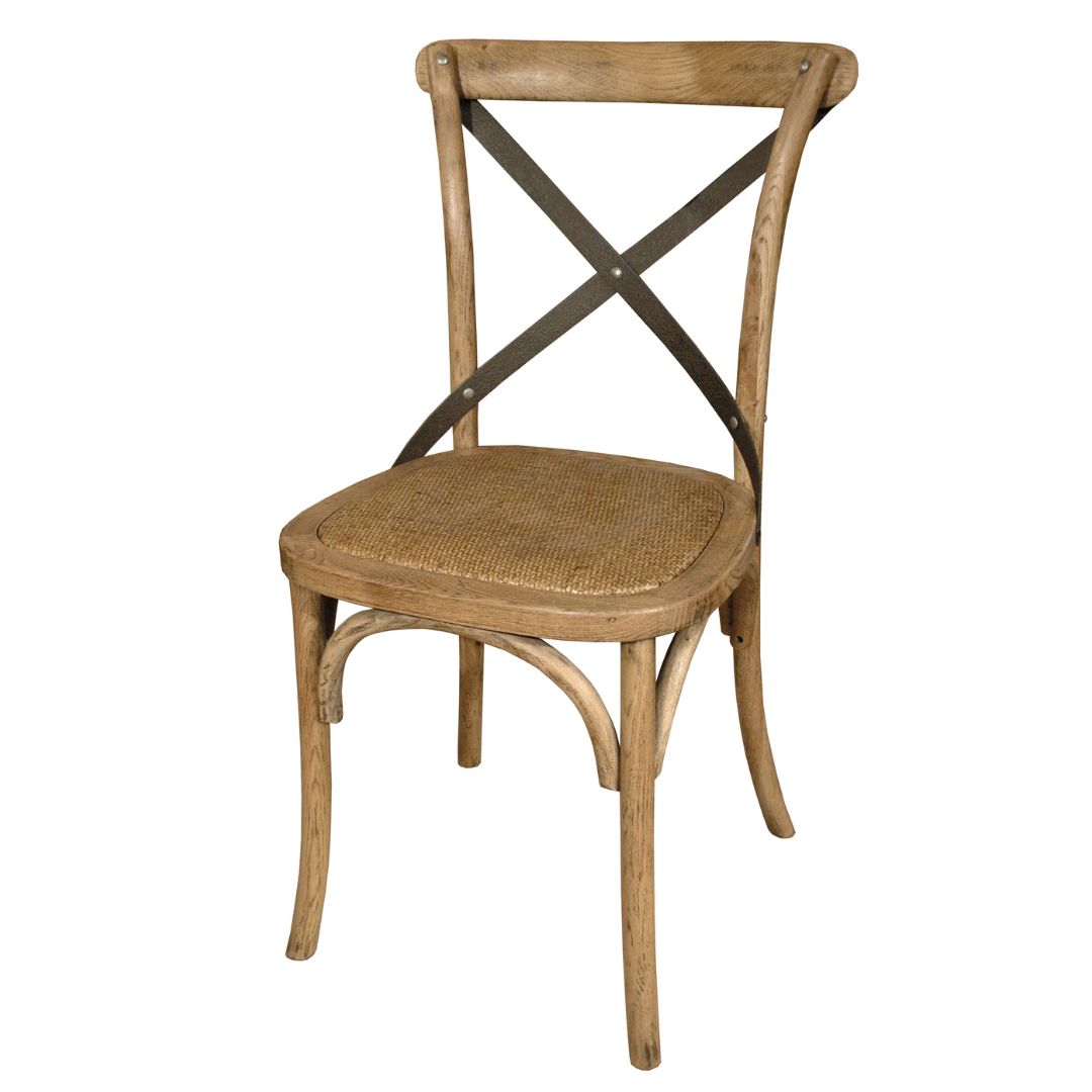 French Bistro Metal Cross-Back Side Chair