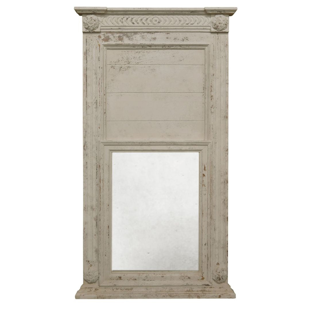 French Chateau White Trumeau Mirror