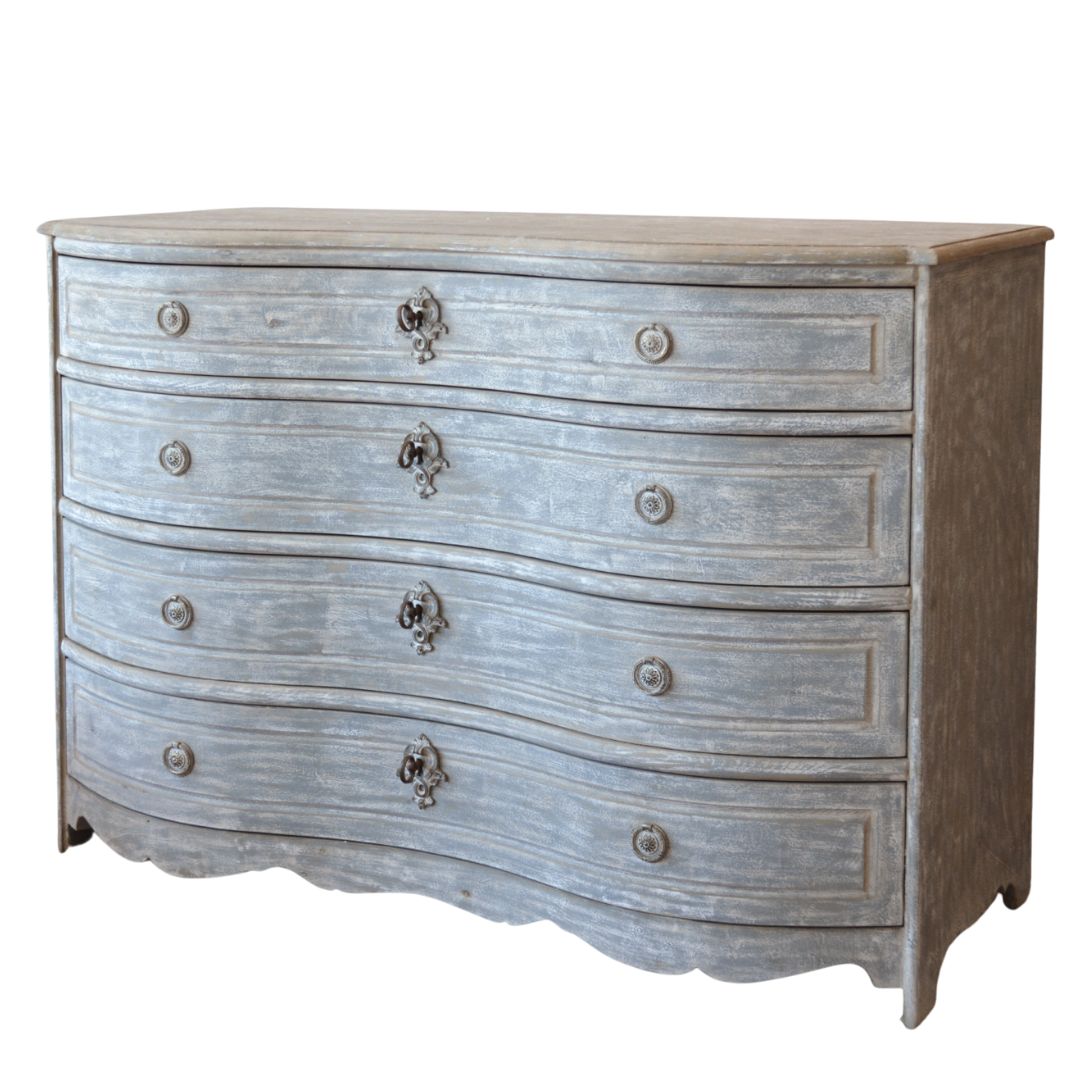 French Blue Curved Drawer Chest