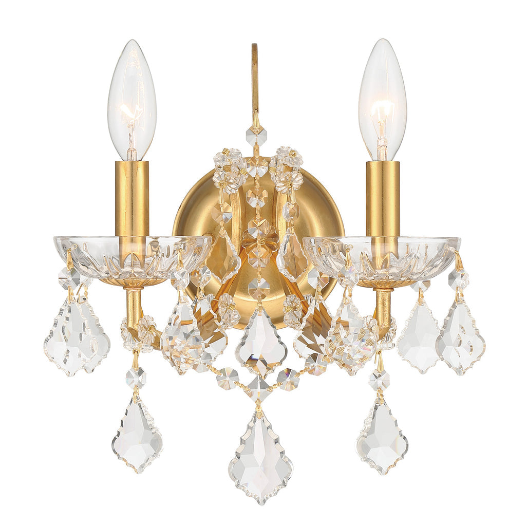 Antiqued Gold Crystal Wall Sconce