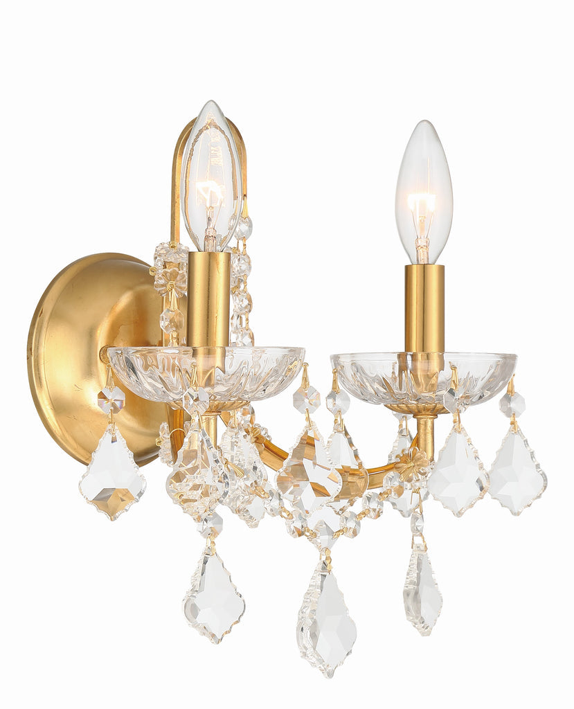 Antiqued Gold Crystal Wall Sconce