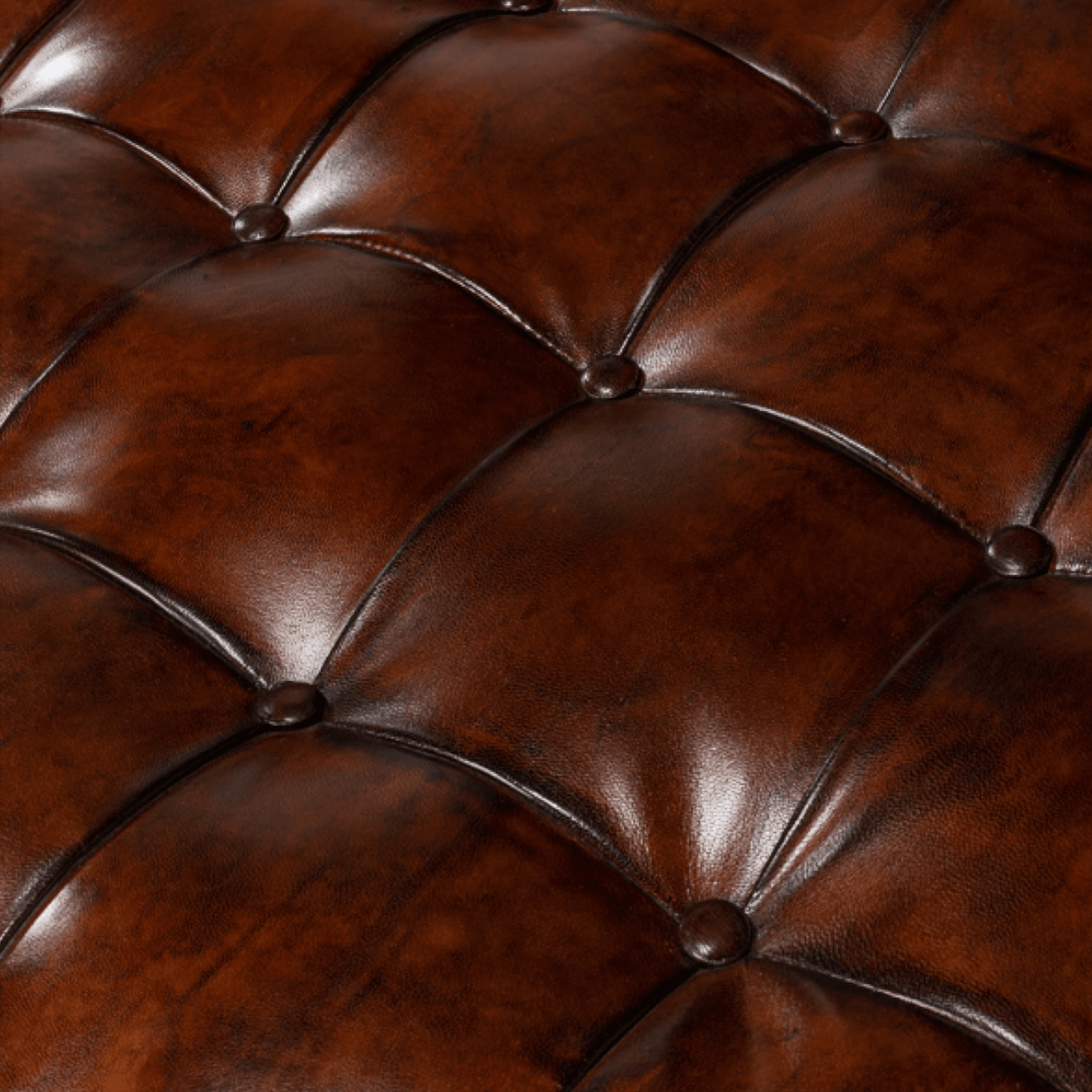 Brown Leather Tufted Ottoman