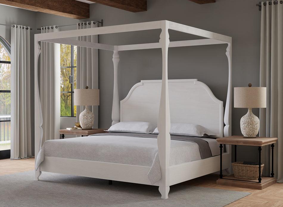 White Wash Farmhouse Canopy Bed