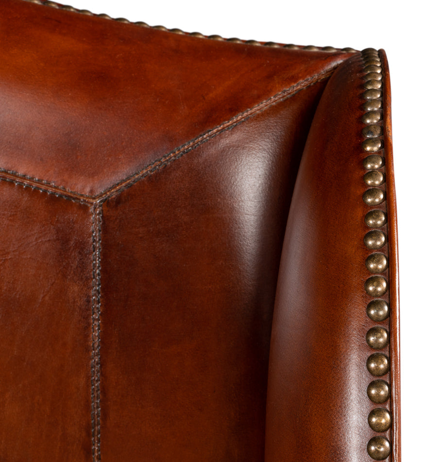 Brown Leather Equestrian Headboard