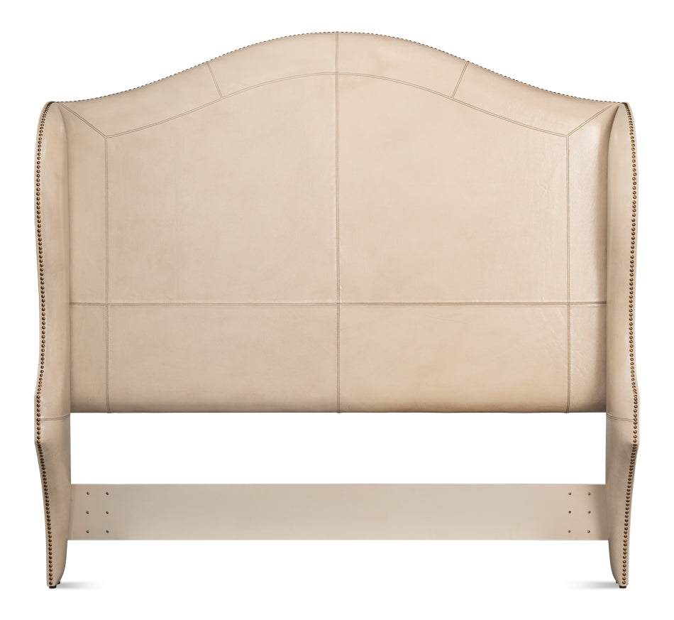 Beige Leather Equestrian Headboard - Queen