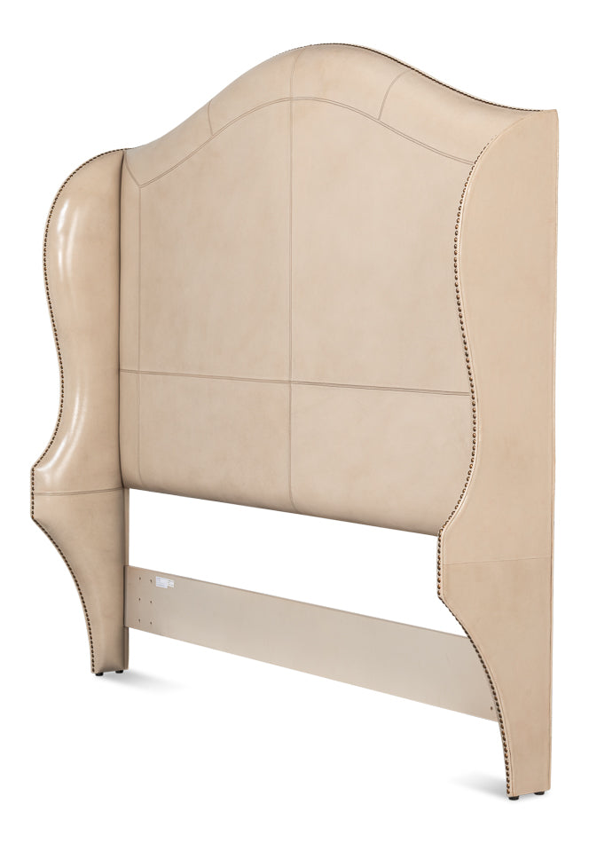 Beige Leather Equestrian Headboard - Queen