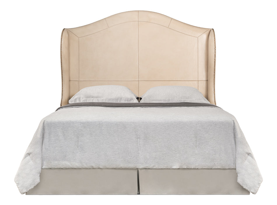 Beige Leather Equestrian Headboard - Queen