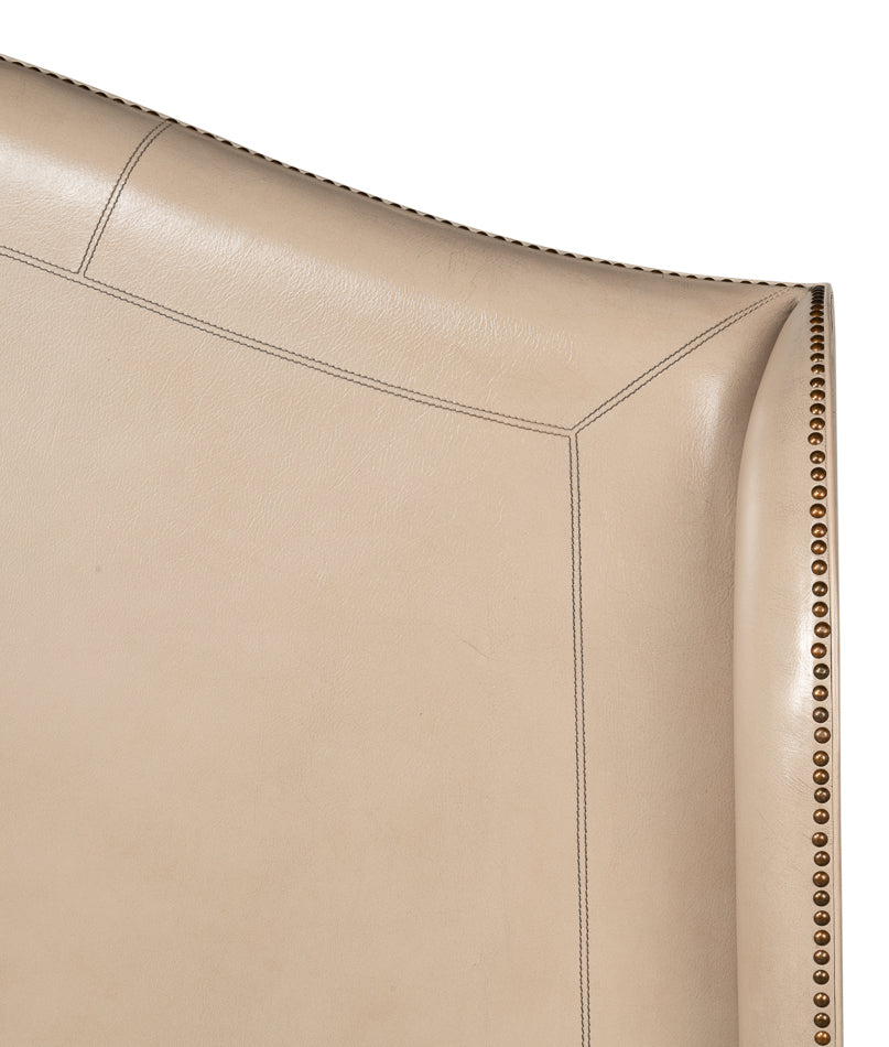 Beige Leather Equestrian Headboard - Queen