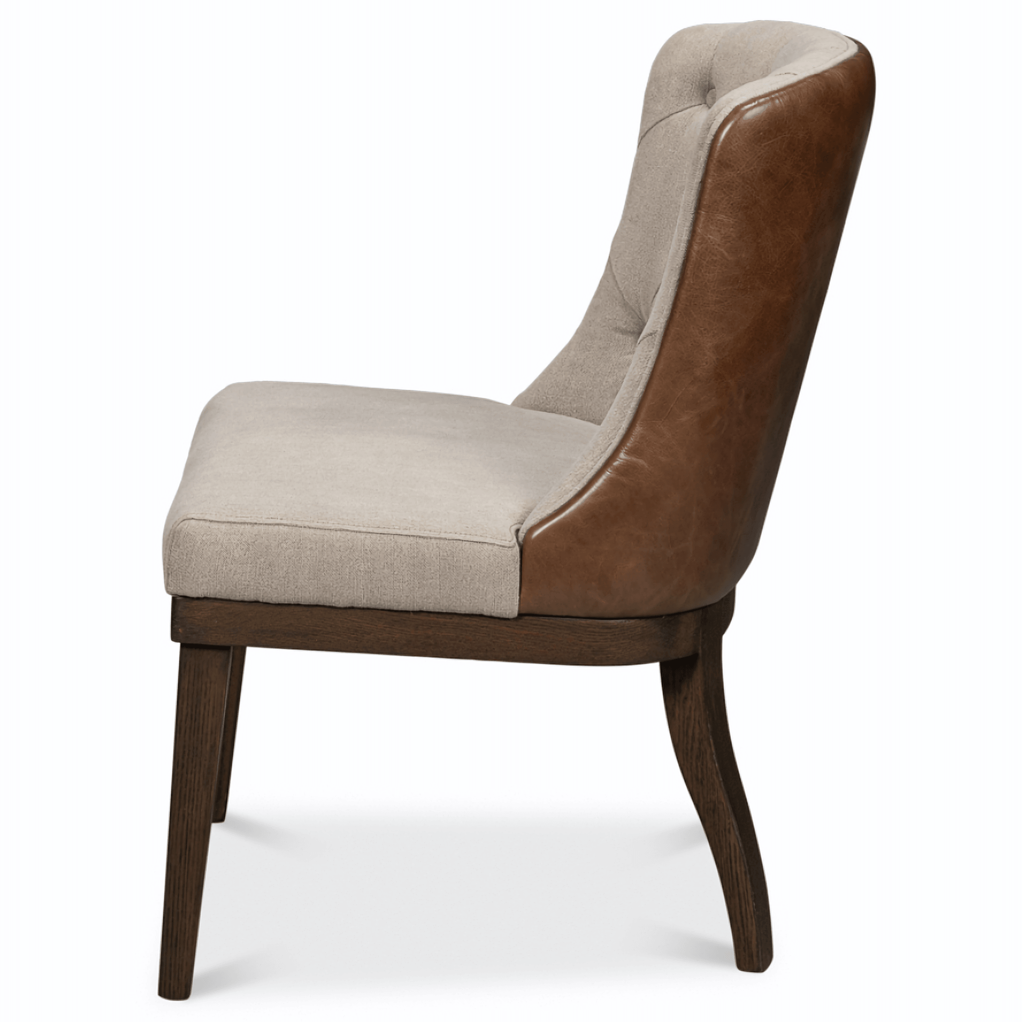 Leather Back Tufted Transitional Side Chairs