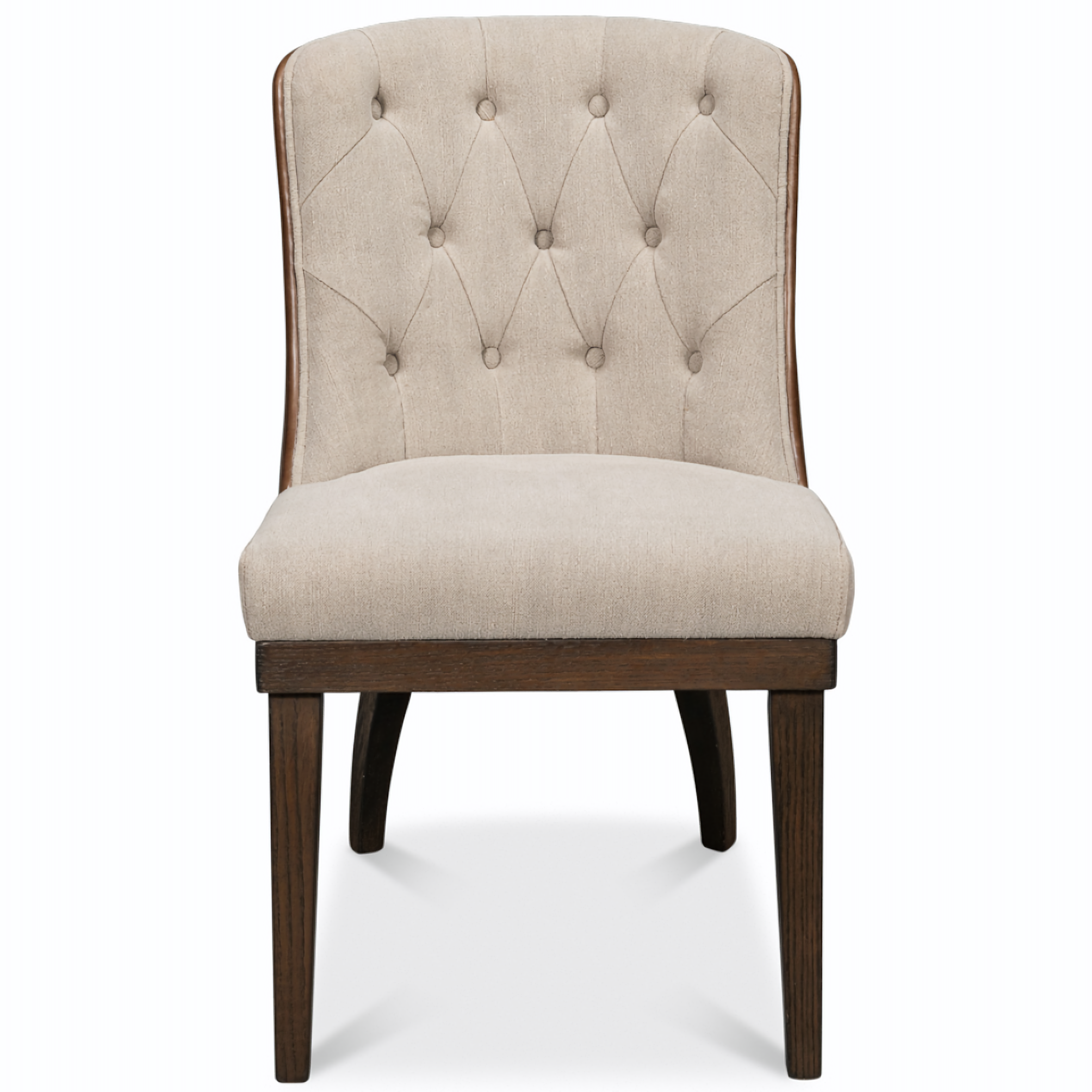 Leather Back Tufted Transitional Side Chairs