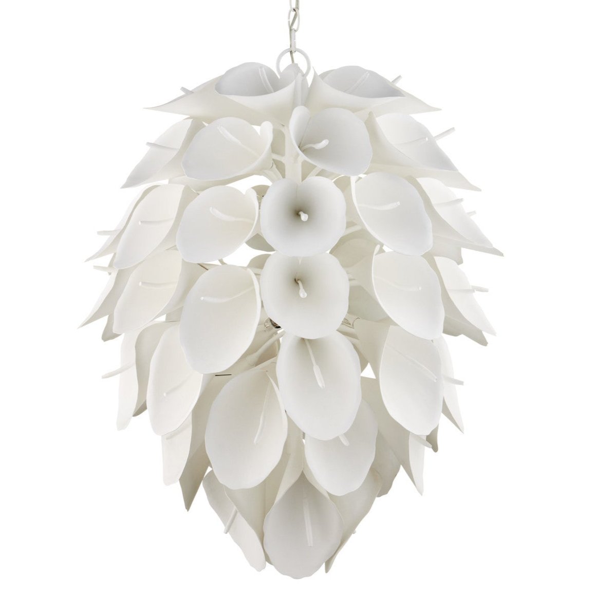 White Gesso 9-Light Calla Lily Chandelier