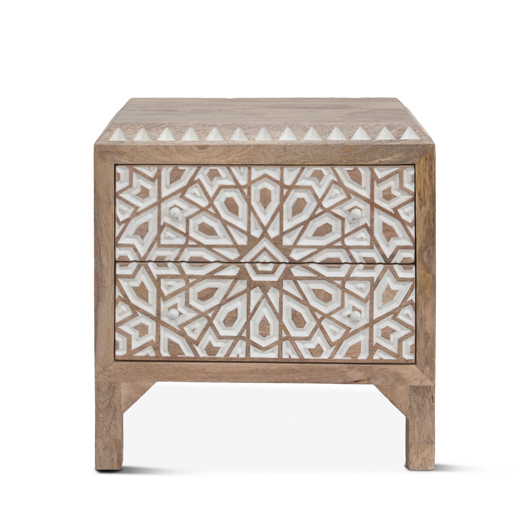 Indie Boho Natural White Nightstand