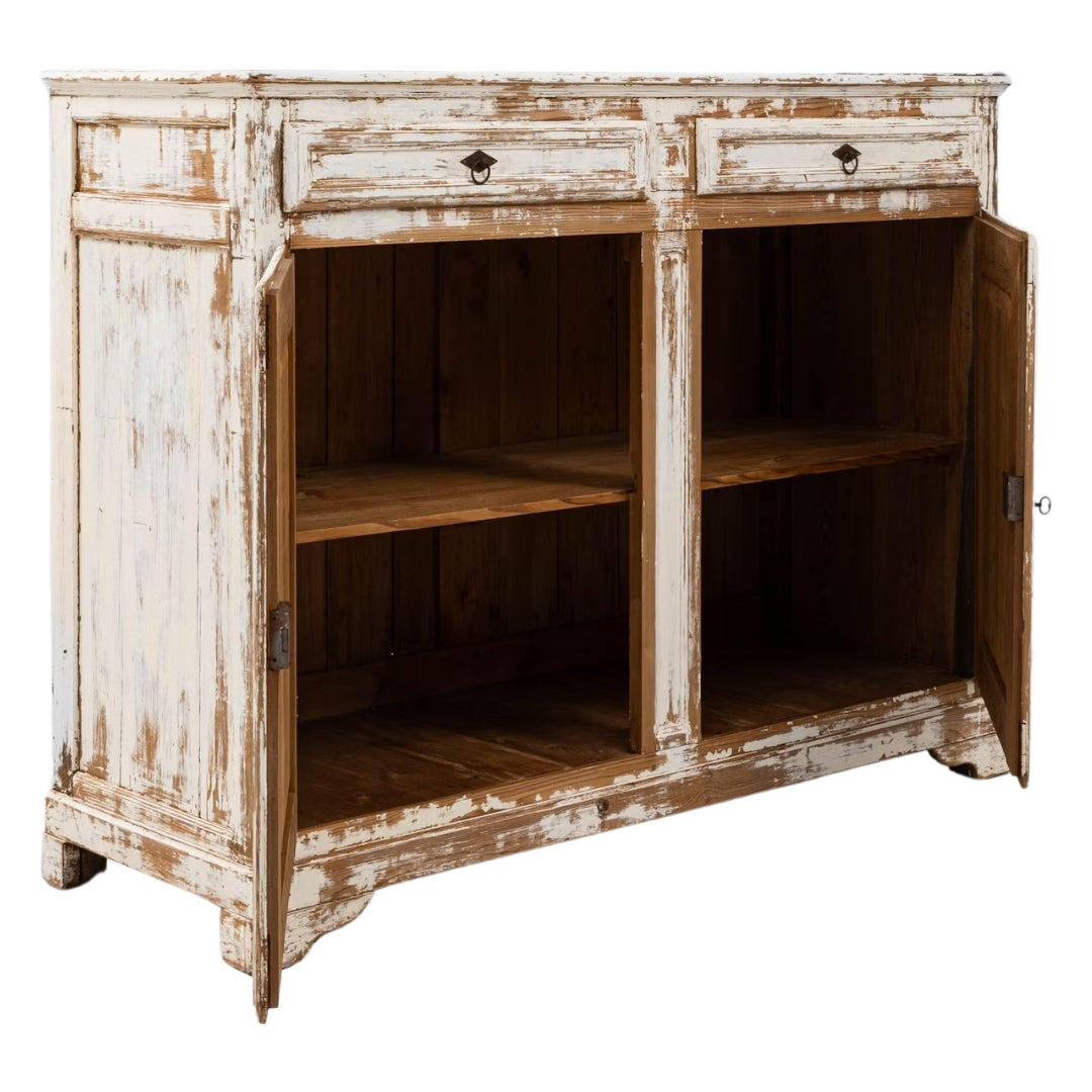 Antique French Distressed Wooden Sideboard, Circa 1870