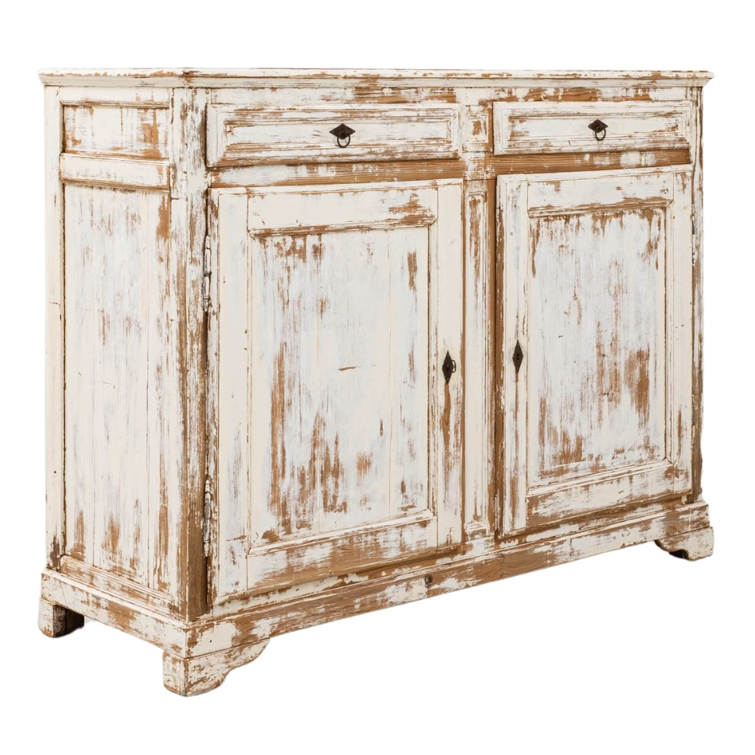 Antique French Distressed Wooden Sideboard, Circa 1870