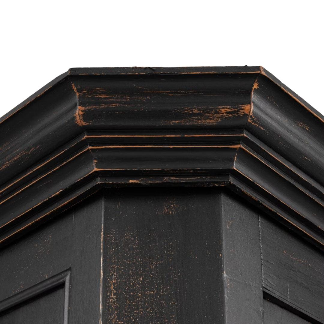 Antique Black Distressed Display Cabinet, Circa 1850