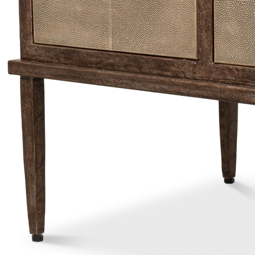 Antique Gray Shagreen Leather Wrapped Sideboard