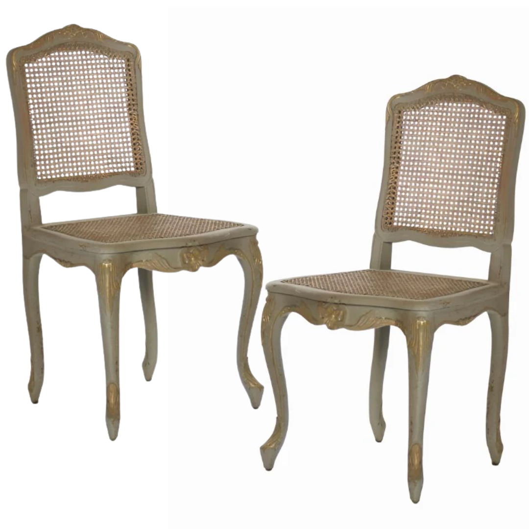 Antoinette Gilded Gray Cane Dining Chair