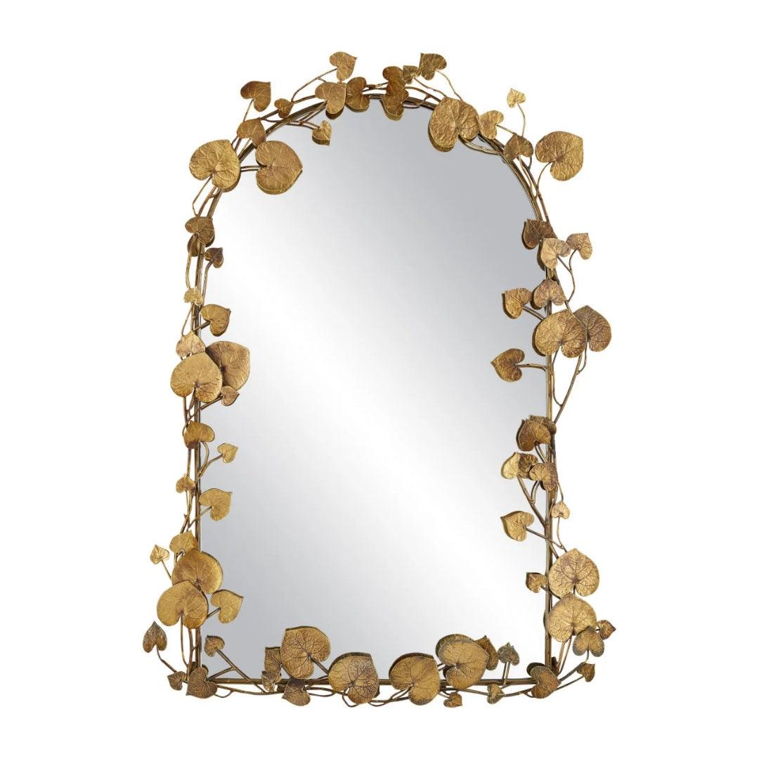 Arched Brass Leaves Mirror