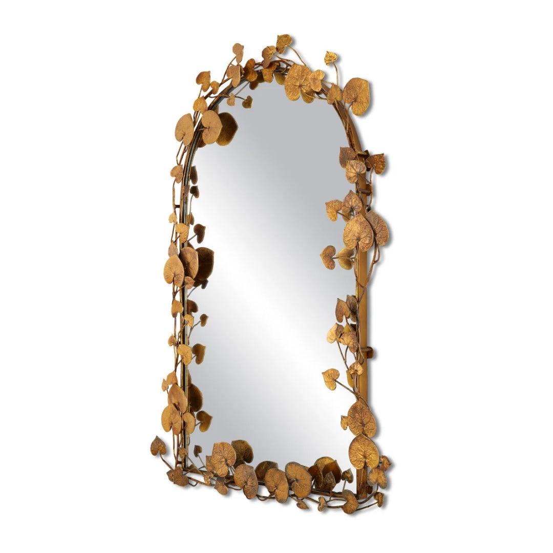 Arched Brass Leaves Mirror