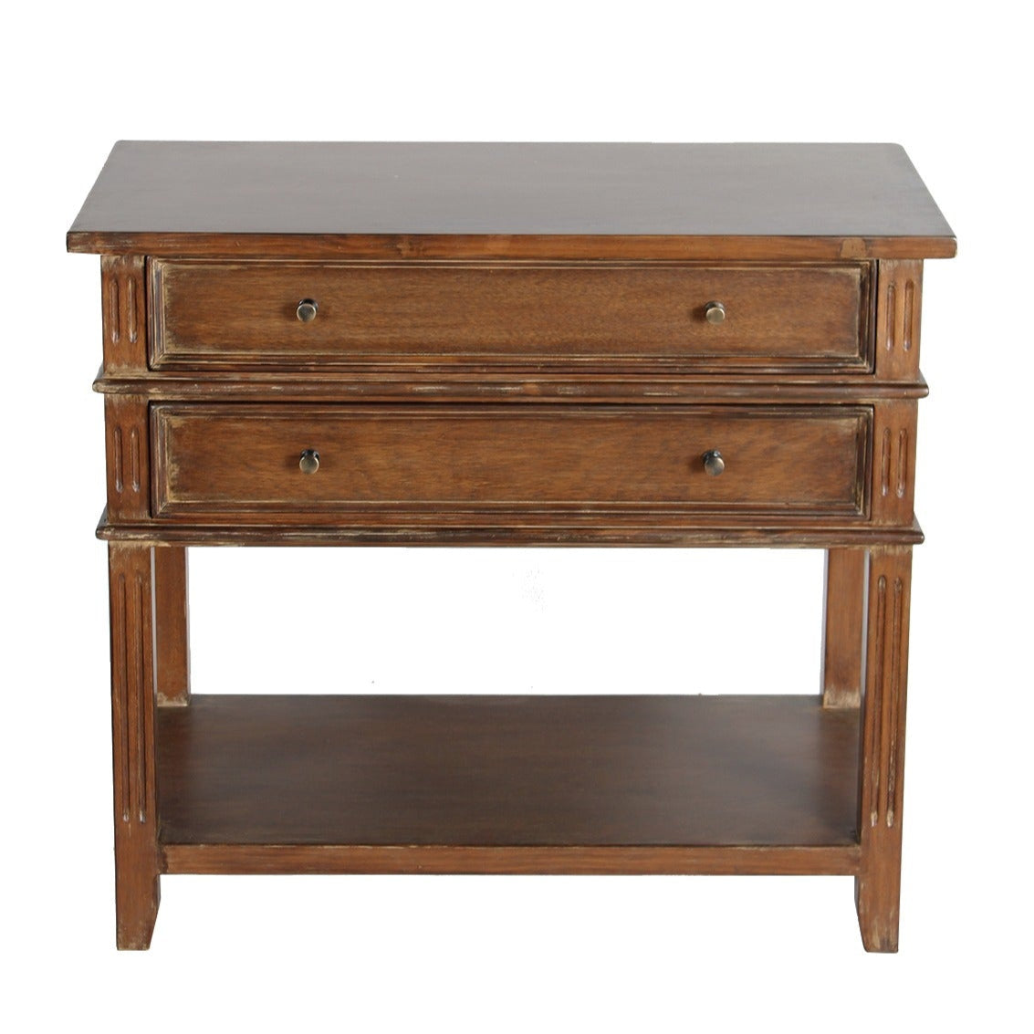 Rustic Chestnut Two Drawer Nightstand