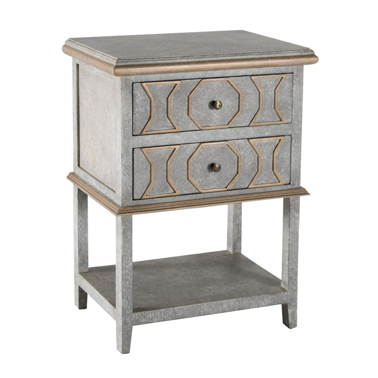 Gilded Grey French Nightstand