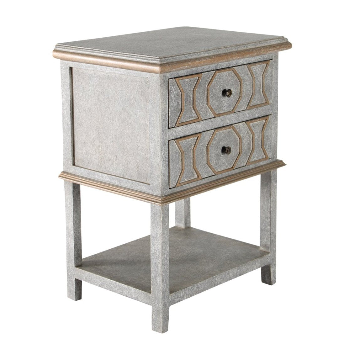 Gilded Grey French Nightstand