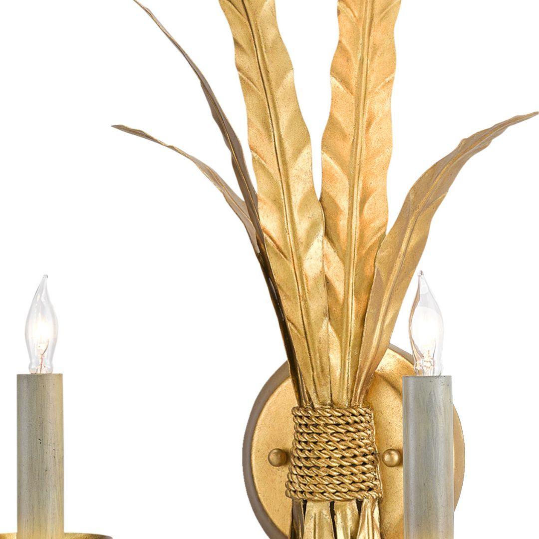 Gold Feather-Like Ornaments Wall Sconce