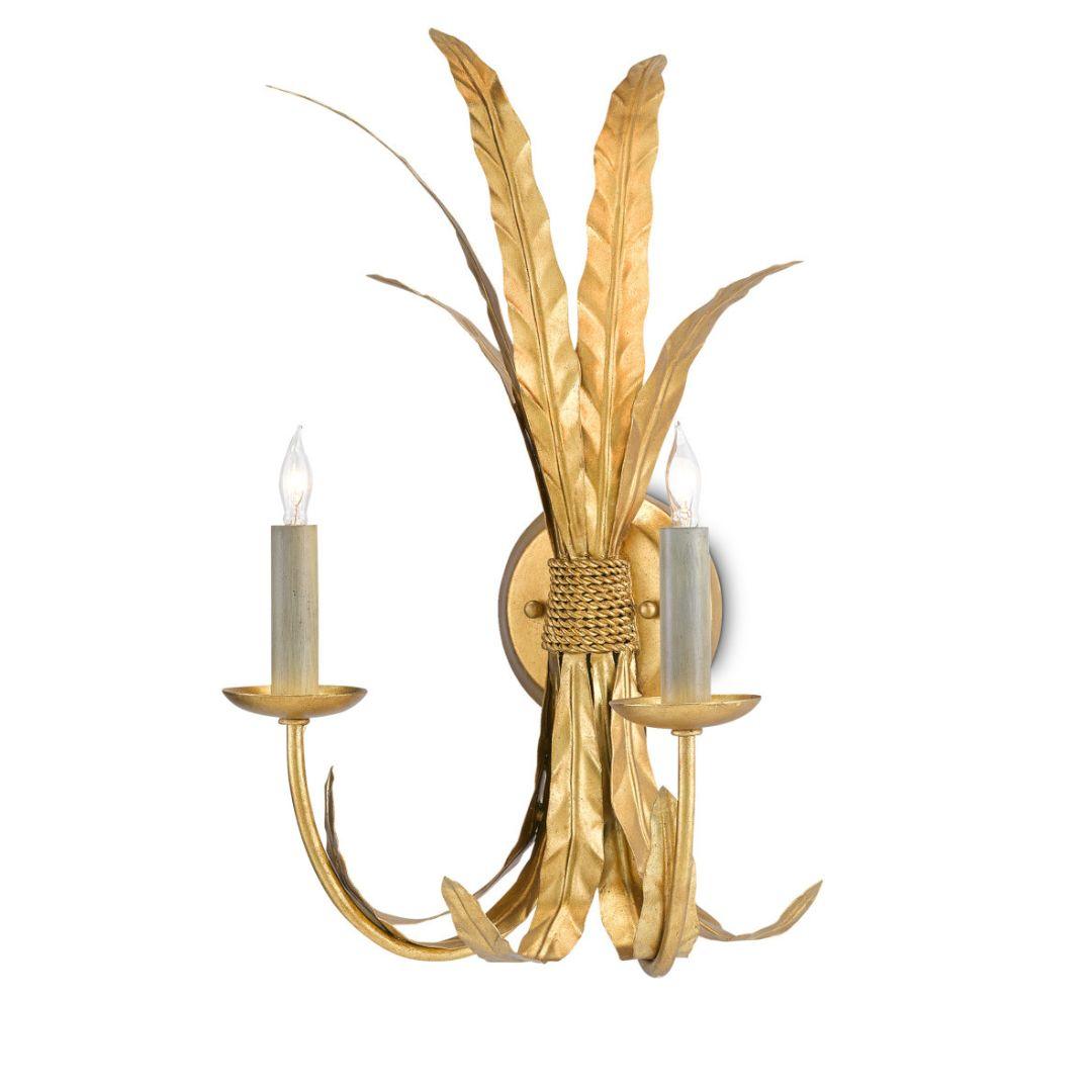 Gold Feather-Like Ornaments Wall Sconce