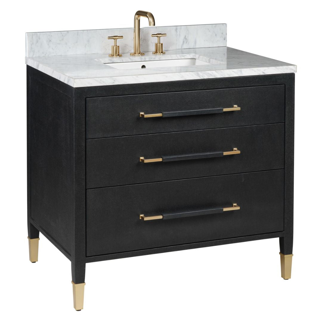 Black Lacquered  Linen Vanity