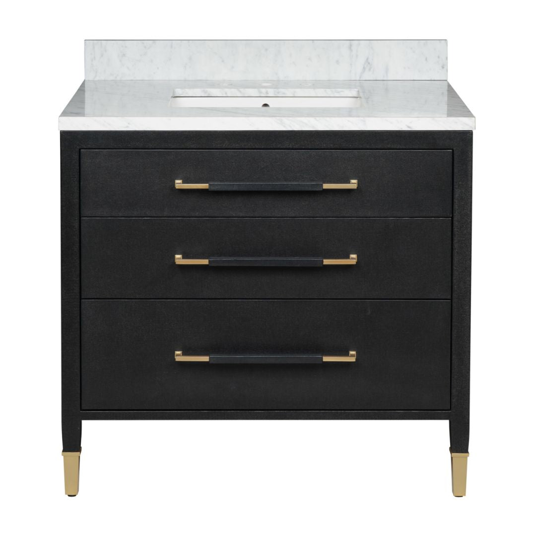 Black Lacquered  Linen Vanity