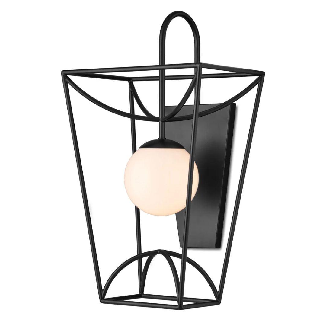 Black Indoor and Outdoor Lantern Wall Sconce