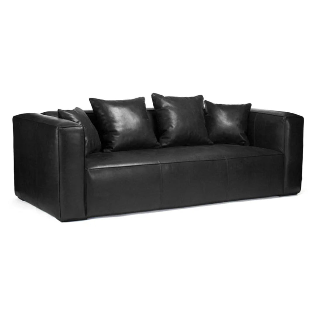 Industrial Black Leather Sofa