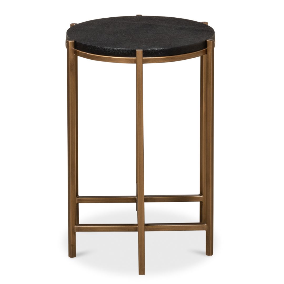 Contemporary Gold Shagreen Top Side Table