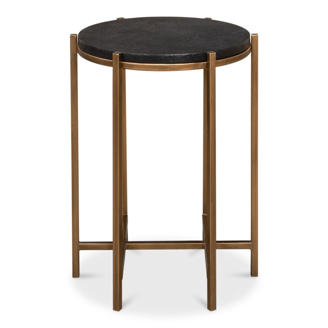 Contemporary Gold Shagreen Top Side Table