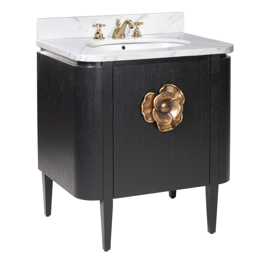 Black Vanity with Oval Undermount Sink